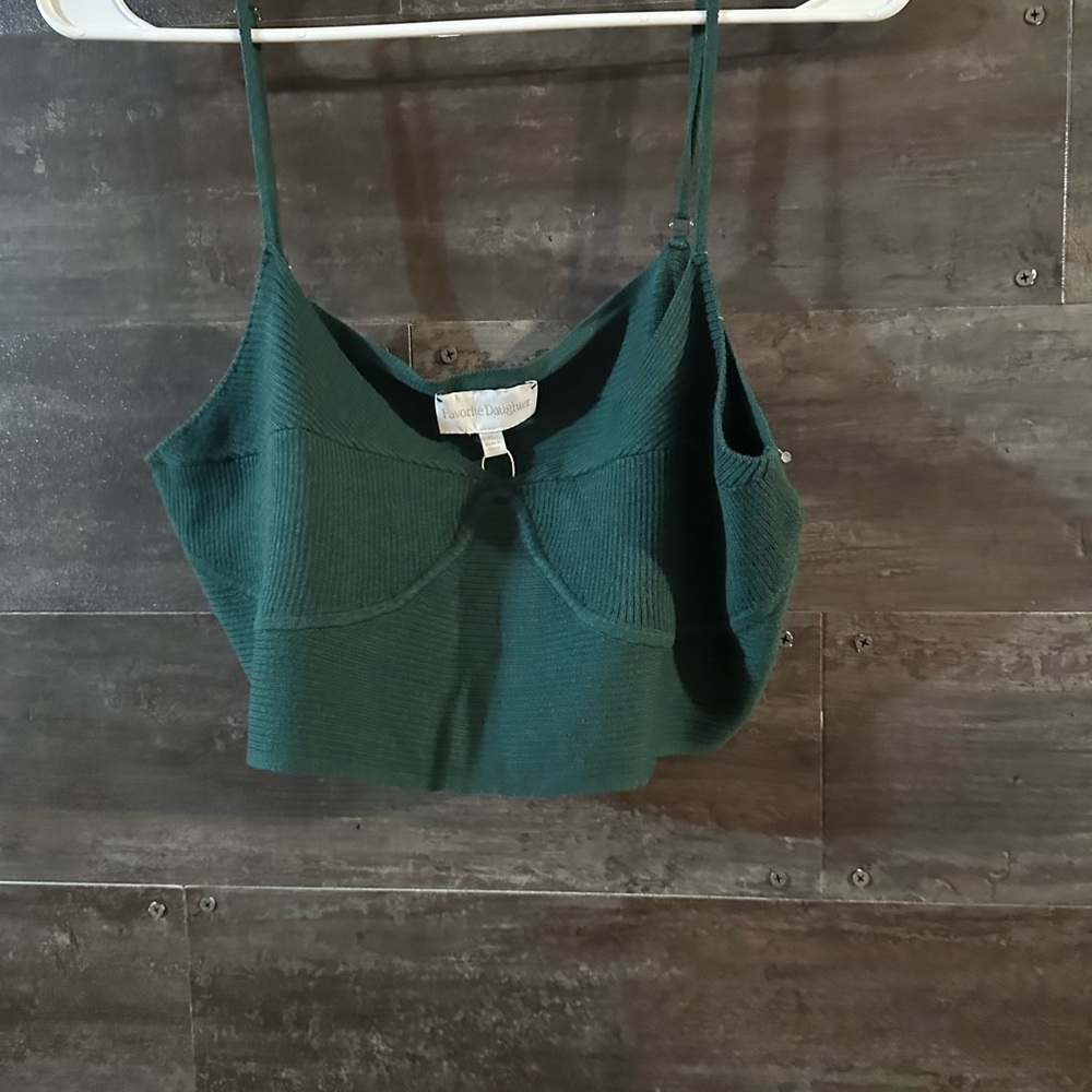 Favorite Daughter Forest Green Ribbed Crop Cami
